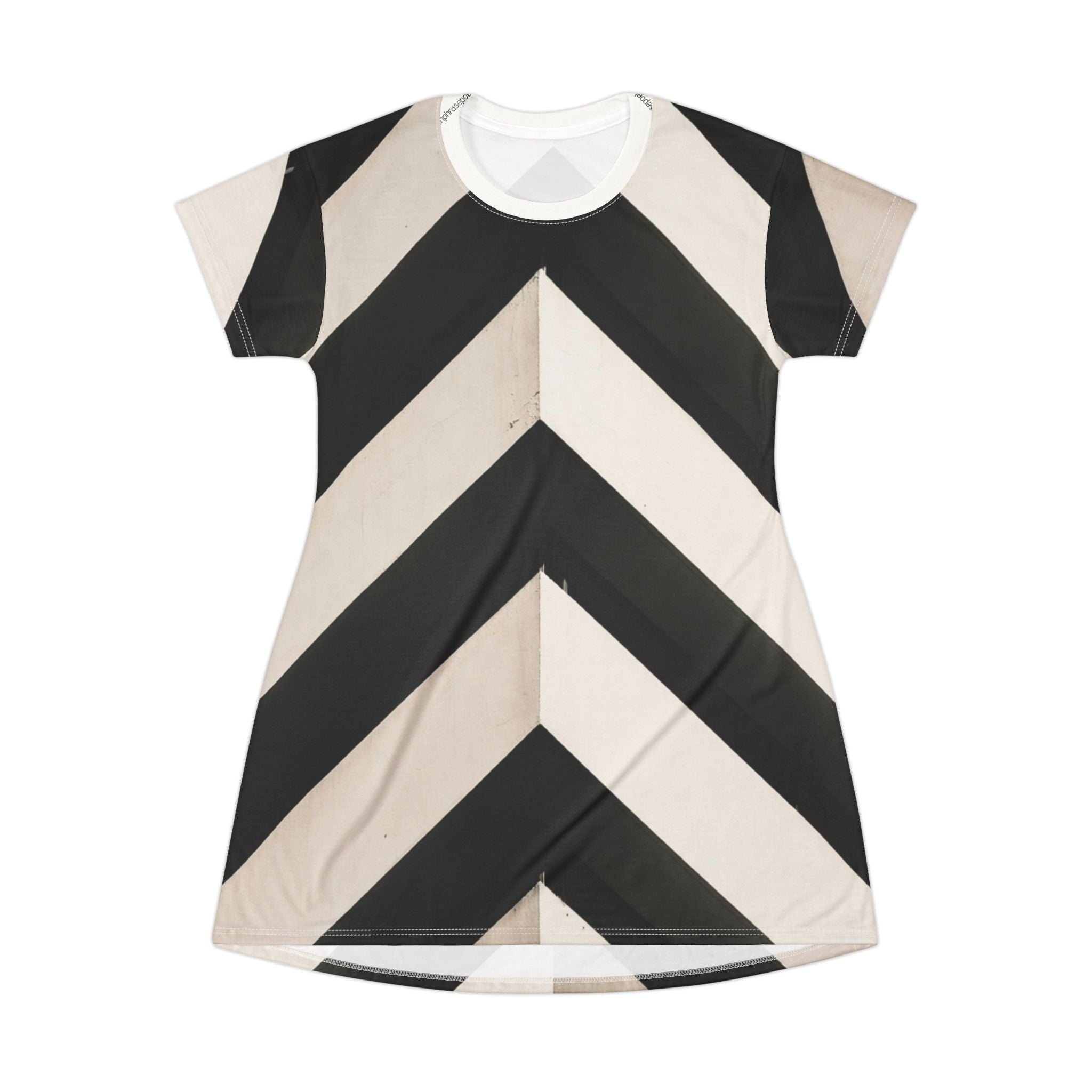 Chevron Stripe T-Shirt Dress — Black & White Geometric Dress | Catch Phrase Poet Clothing