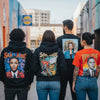 Diverse individuals in San Jose wearing unique custom artistic apparel, showcasing self-expression and creativity