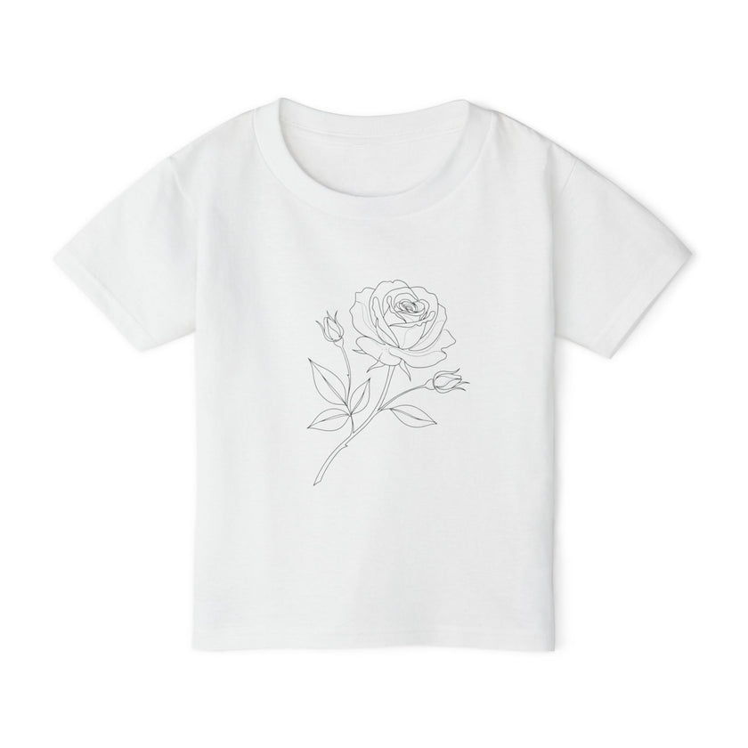 Toddler T-Shirt — Delicate Line Art Rose Kids Tee