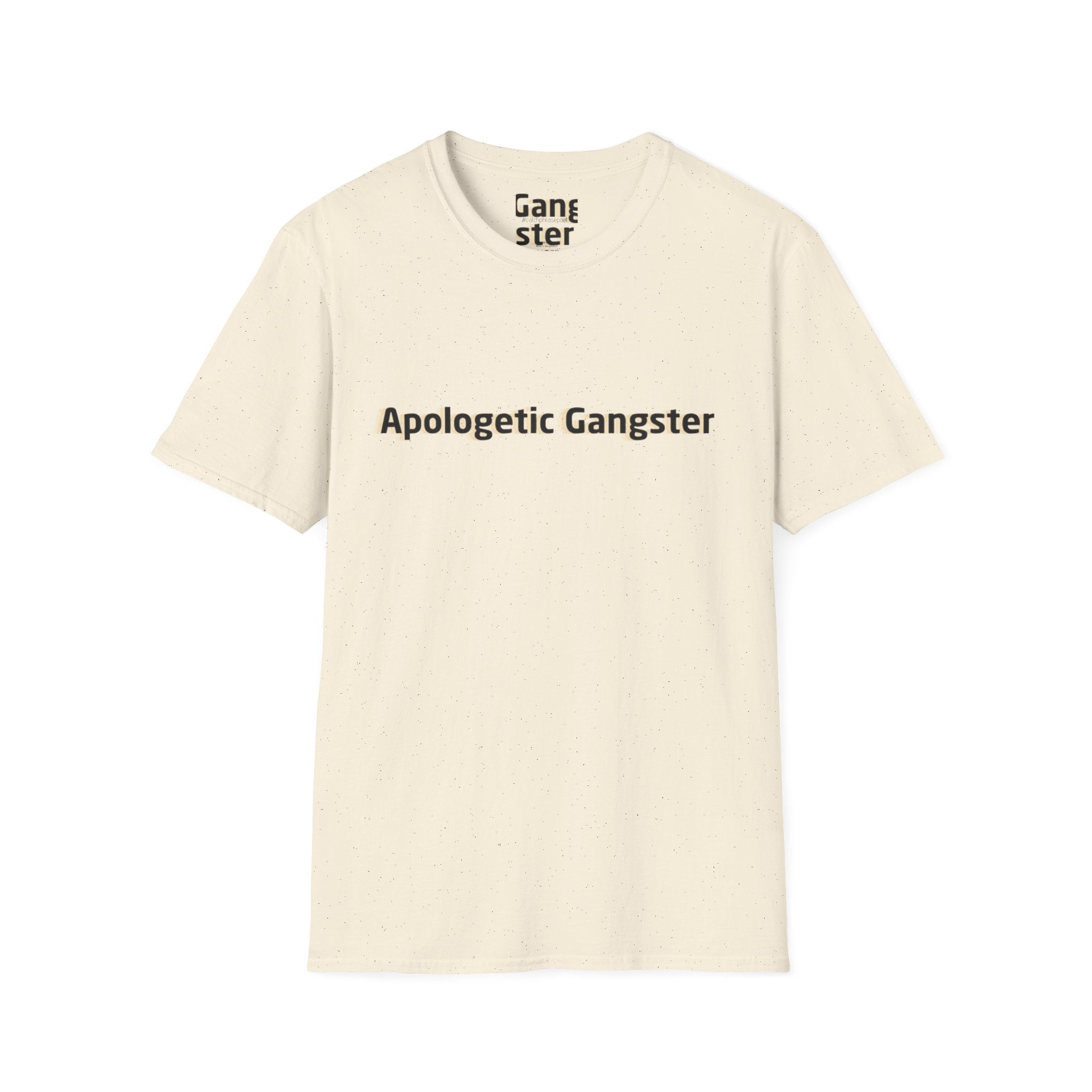 Apologetic Gangster T-Shirt | Text Graphic Tee, Grey Cotton