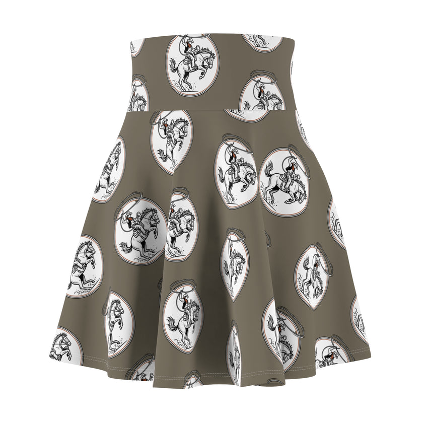 Horse Rider Pattern Skater Skirt — Equestrian Medallion Print