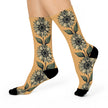 Vintage Sunflower Vine Cushioned Crew Socks | Floral Botanical Pattern
