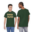 Free Hugs Tee | Retro Gold Stripe Text, Casual Comfort Shirt Smile Everyone