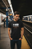 Black graphic t-shirt with white and orange text saying 'A HARD NO. WRAPPED In Bad Decisions'
