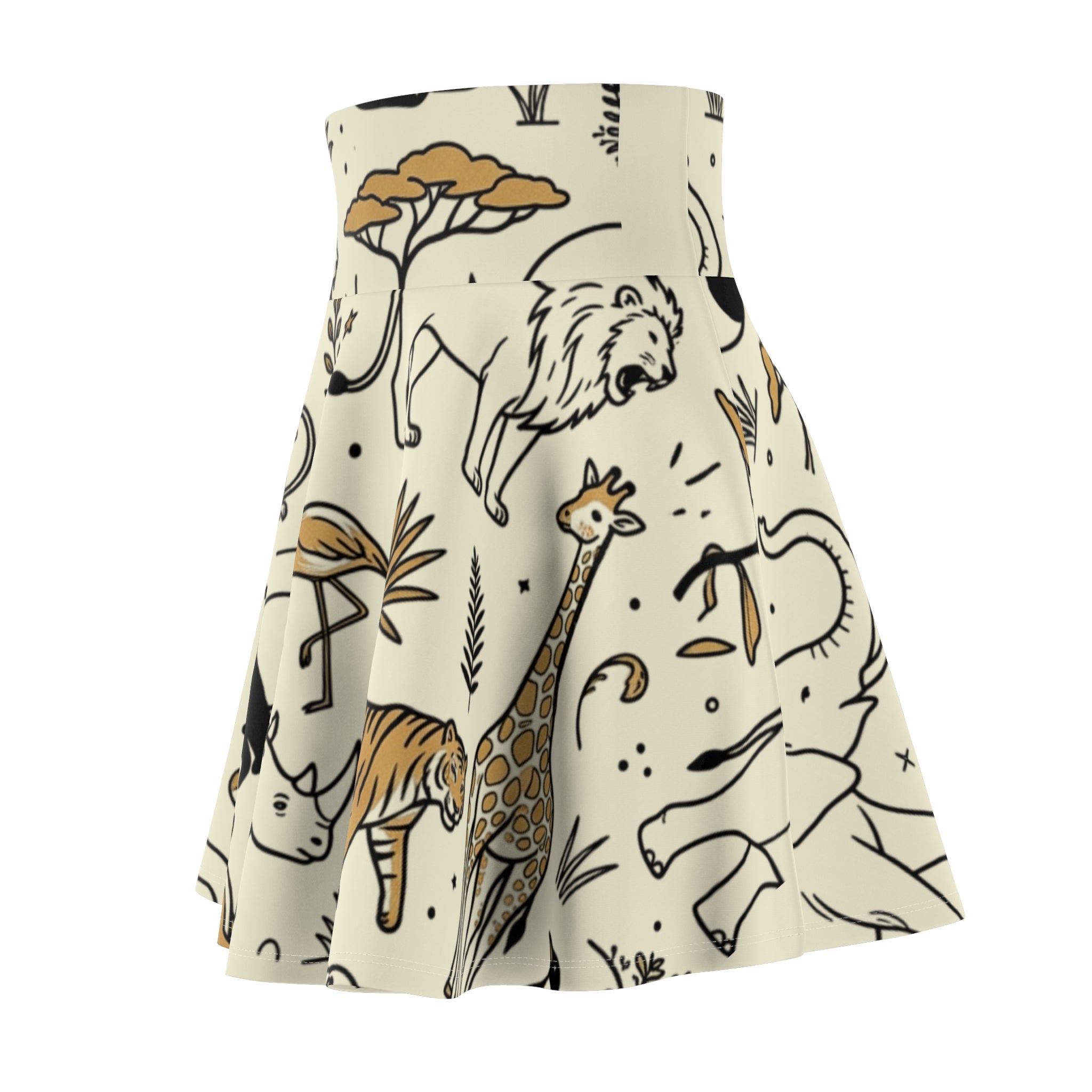 Safari animal doodle print skater skirt