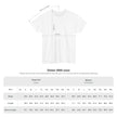 Gildan 5000 unisex t-shirt size chart with width, length, and sleeve measurements in inches and cm