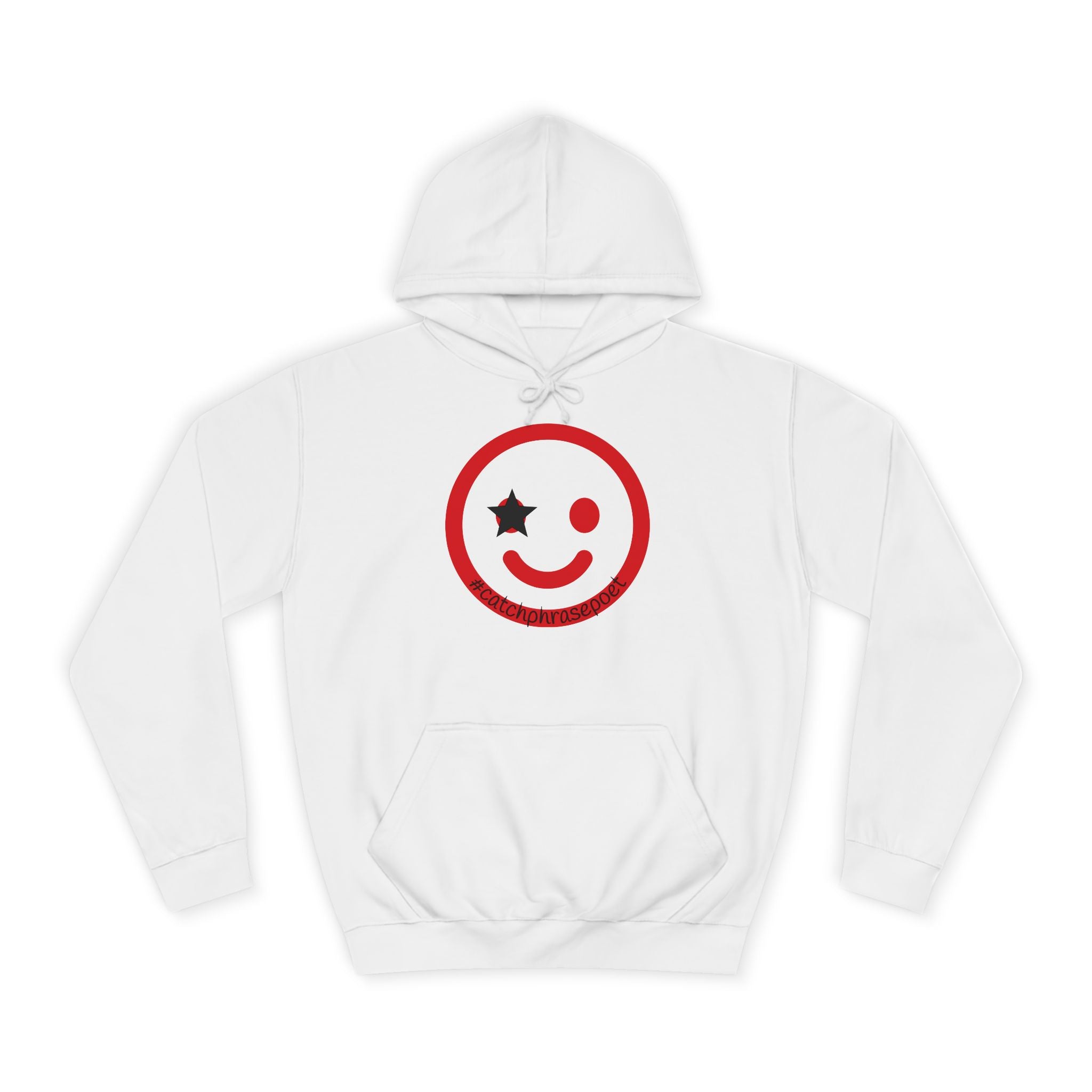Duo Smile Star Hoodie — Red Double-Wink Graphic College Hoodie