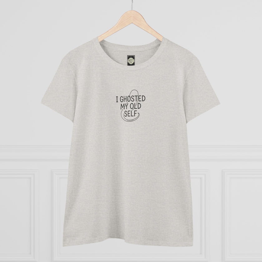I Ghosted My Old Self Women's Tee — Empowerment Minimalist Cotton Shirt