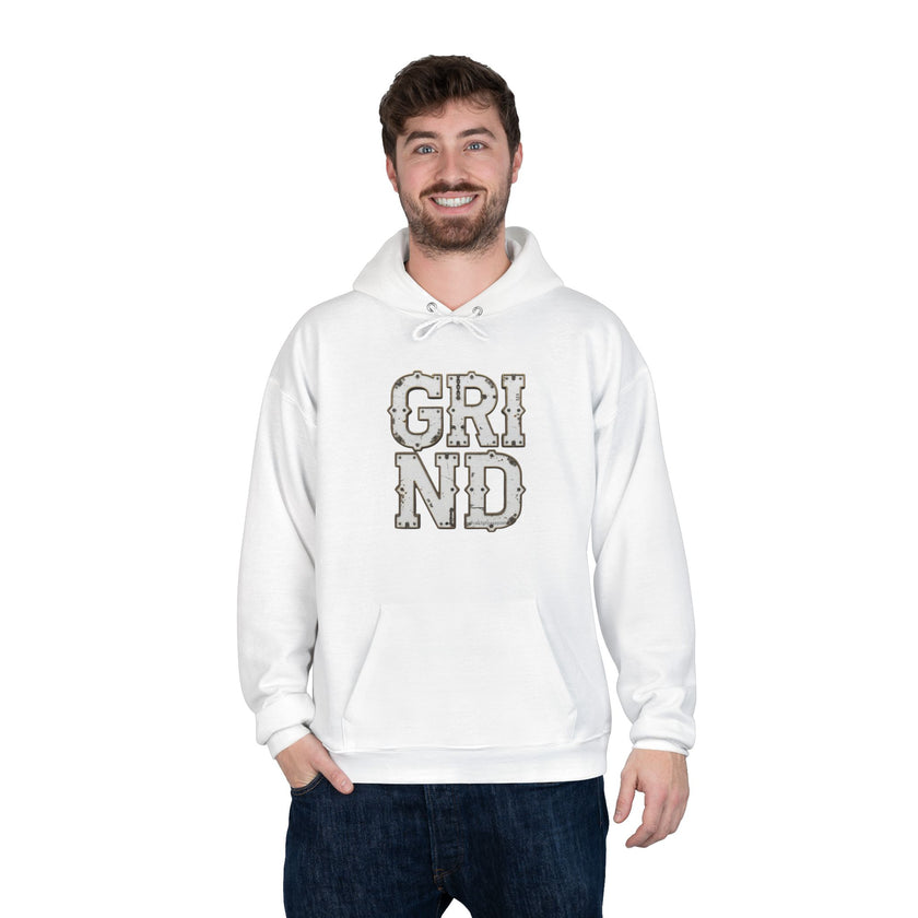 GRIND Vintage Lettering Hoodie — Motivational Streetwear Pullover