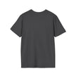Plain black short sleeve t-shirt, back view, casual minimalist clothing