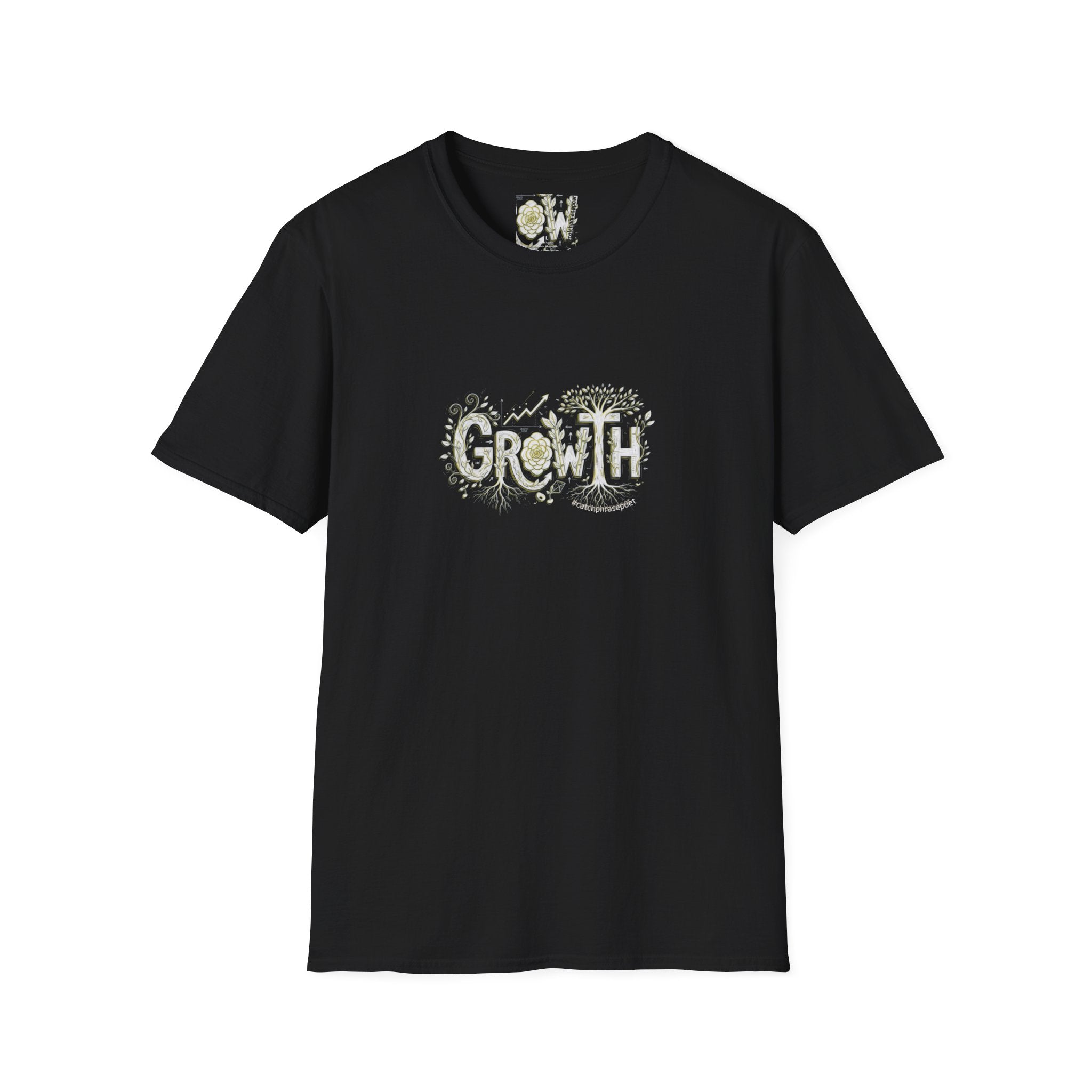 Growth Floral Typography T-Shirt | Botanical Plant Lettering