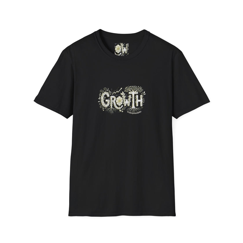 Growth Floral Typography T-Shirt | Botanical Plant Lettering