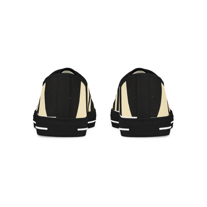 Solution Striped Low Top Sneakers — Black & Cream Retro Athletic Shoes