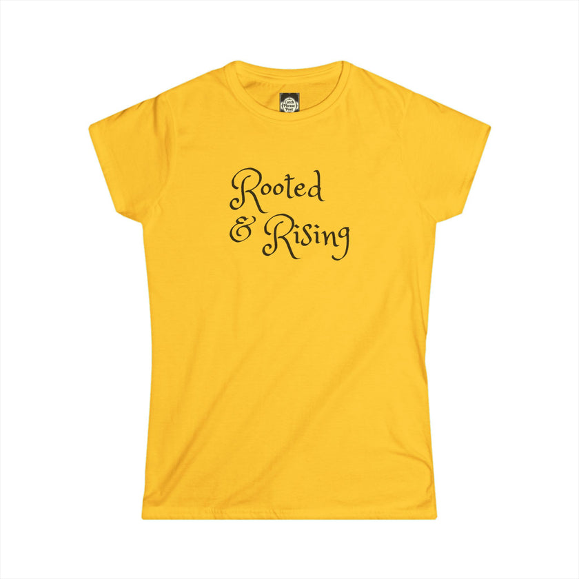 Rooted & Rising Women's Tee — Inspirational Meditation Graphic Shirt