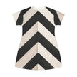 Chevron Stripe T‑Shirt Dress — Black & White Bold Geometric Dress