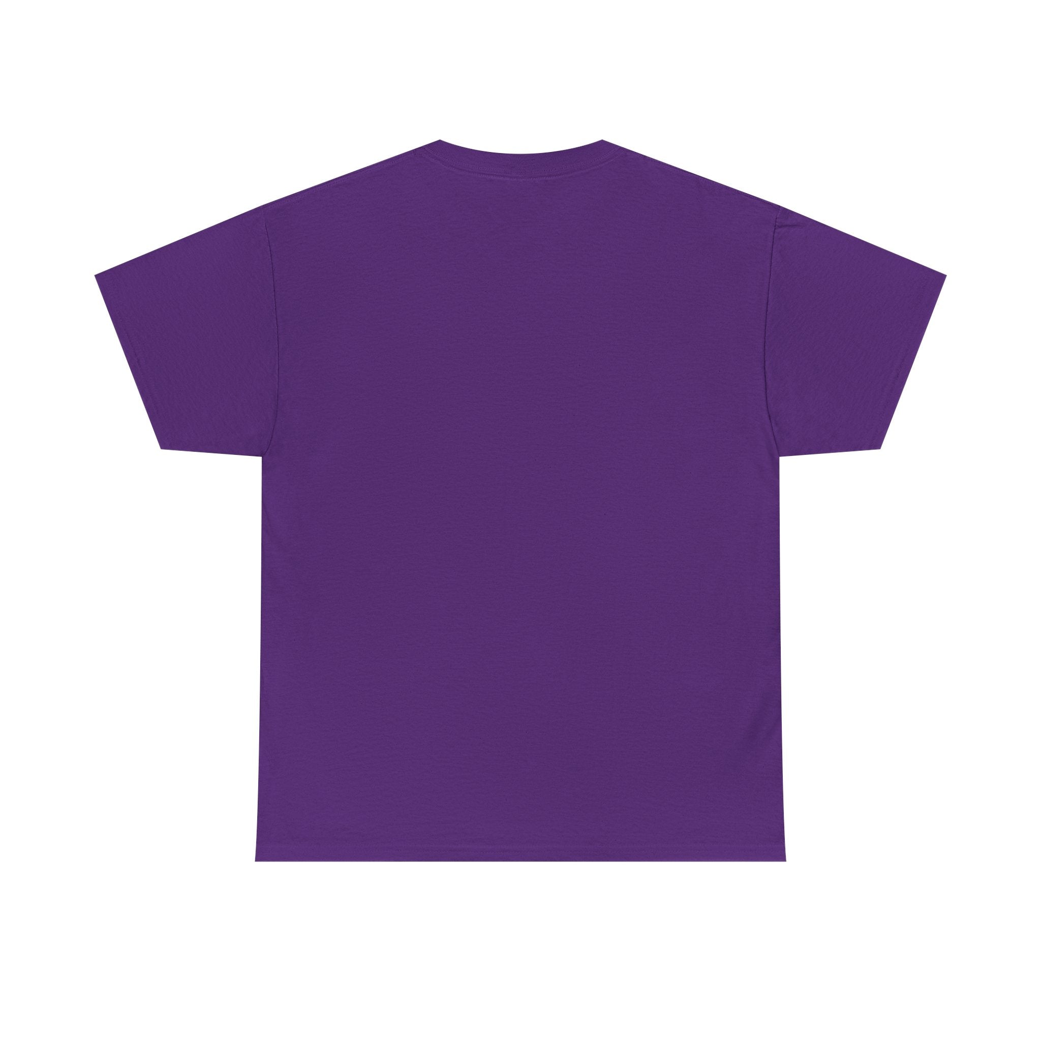 Plain purple short-sleeve t-shirt, back view, unisex casual clothing