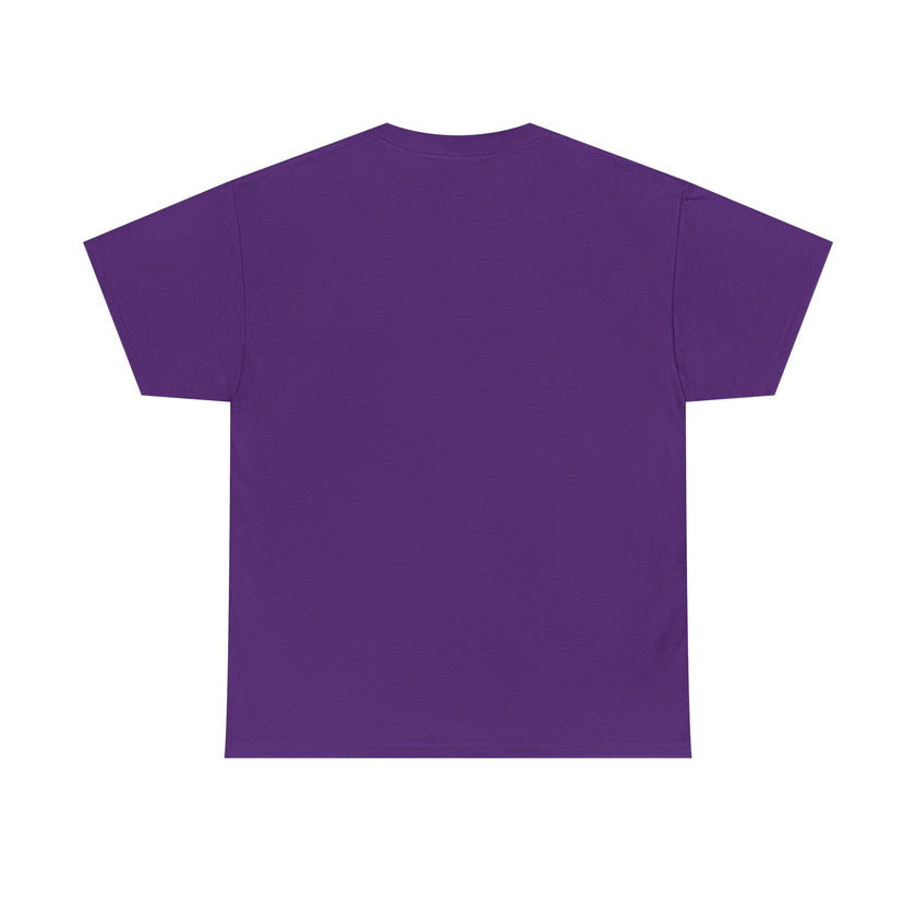 Plain purple short-sleeve t-shirt, back view, unisex casual clothing