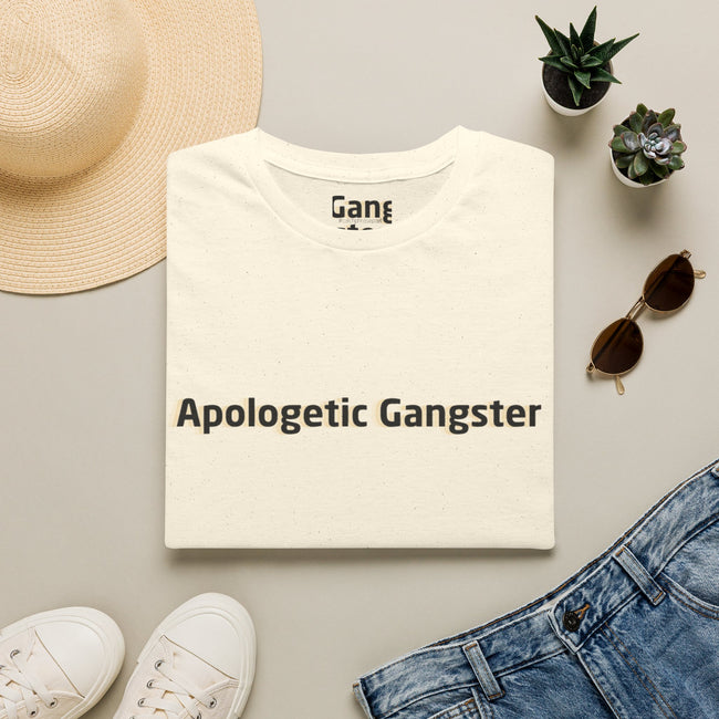 Apologetic Gangster T-Shirt | Text Graphic Tee, Grey Cotton