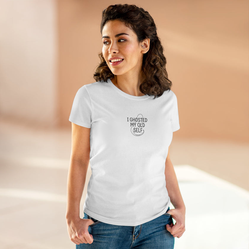 I Ghosted My Old Self Women's Tee — Empowerment Minimalist Cotton Shirt