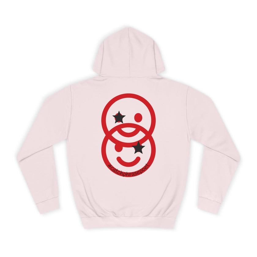 Duo Smile Star Hoodie — Red Double-Wink Graphic College Hoodie