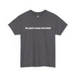 Charcoal gray unisex t-shirt with 'de-part-men-tal-ized' text in bold white letters