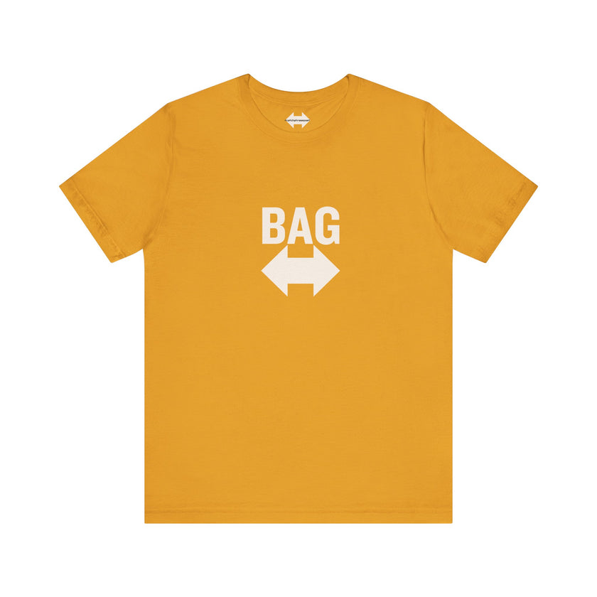 'Get Your Bag' arrow tee, worn casual styling