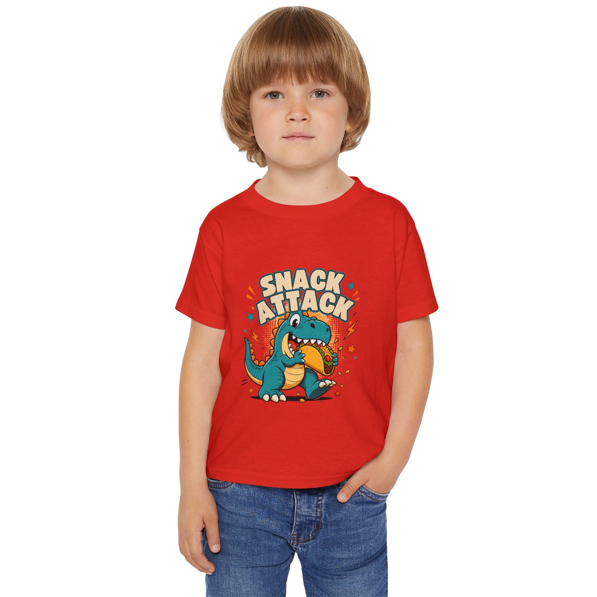 Toddler T‑Shirt — 'Snack Attack' Cute Dinosaur Snack Time Tee