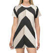 Chevron Stripe T‑Shirt Dress — Black & White Bold Geometric Dress
