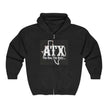 Black zip hoodie with Texas outline and 'ATX The One, The Only...' graphic on chest.