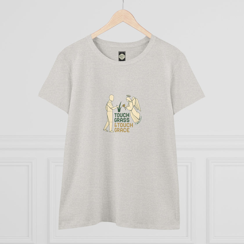 Touch Grass Tee — Casual Women's Graphic T‑Shirt with Playful Outdoorsy Illustration