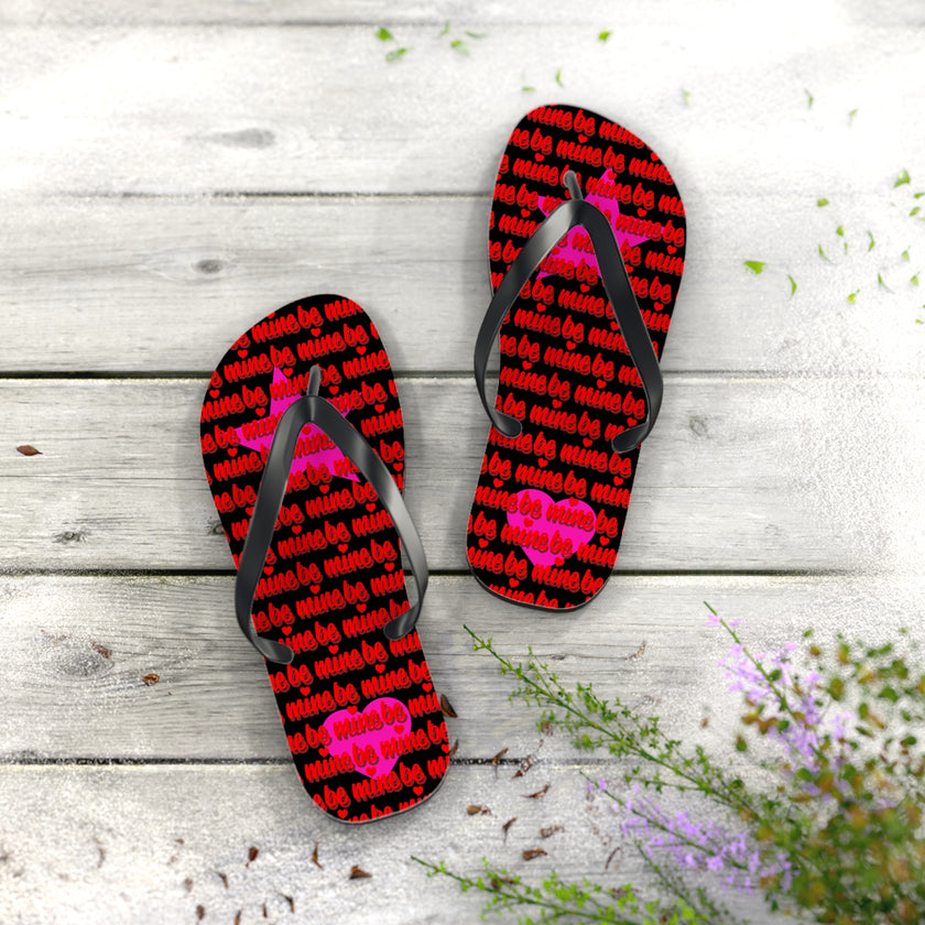 Be Mine Flip Flops — Valentine's Day Red Heart Beach Sandals