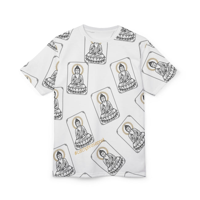 Buddha Pattern All-Over Print Tee — Meditative Spiritual Graphic Shirt