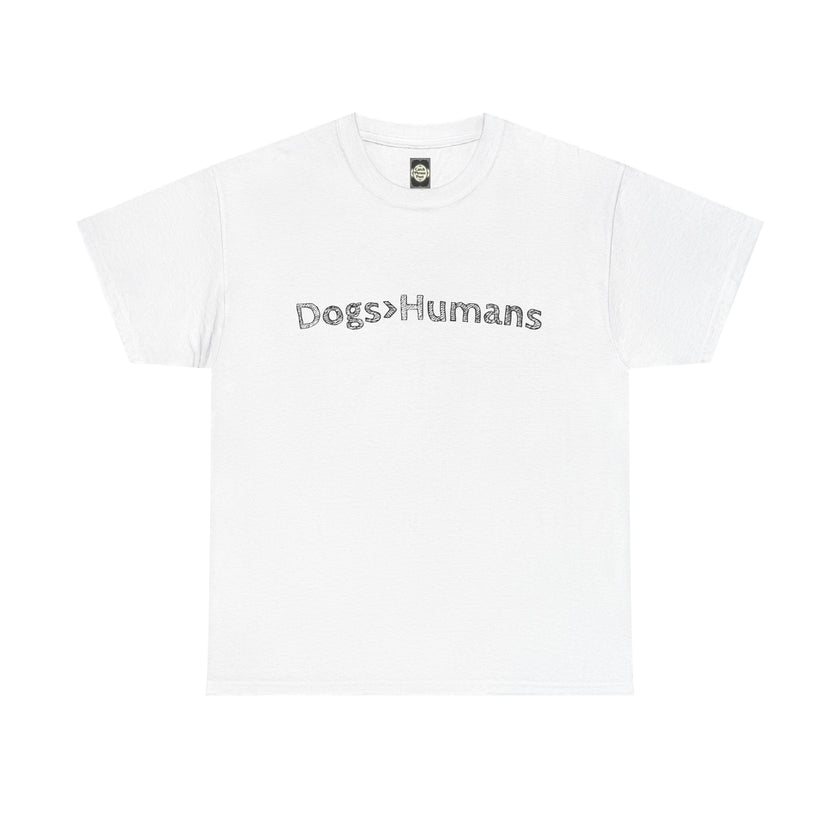 'Dogs > Humans' pet-lover graphic tee detail