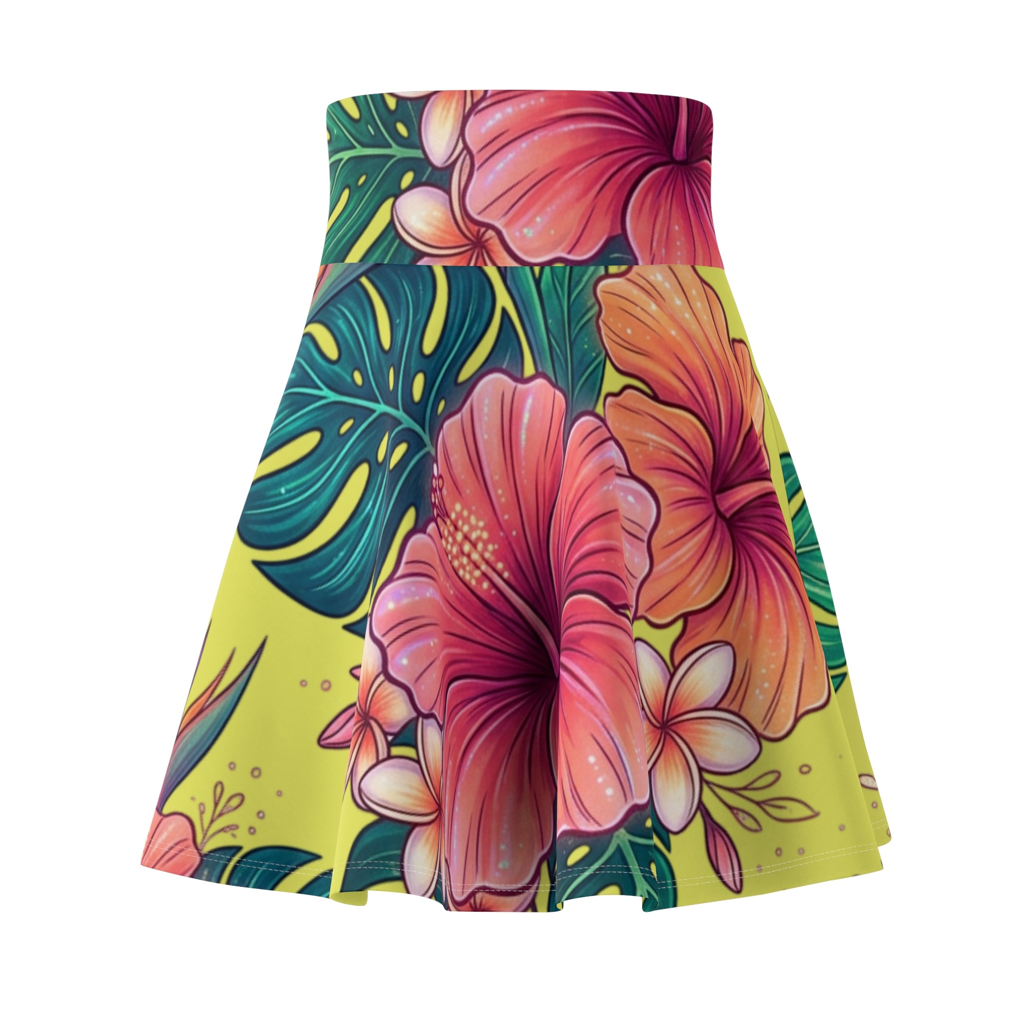 Floral yellow hibiscus AOP skater skirt — Catch Phrase Poet