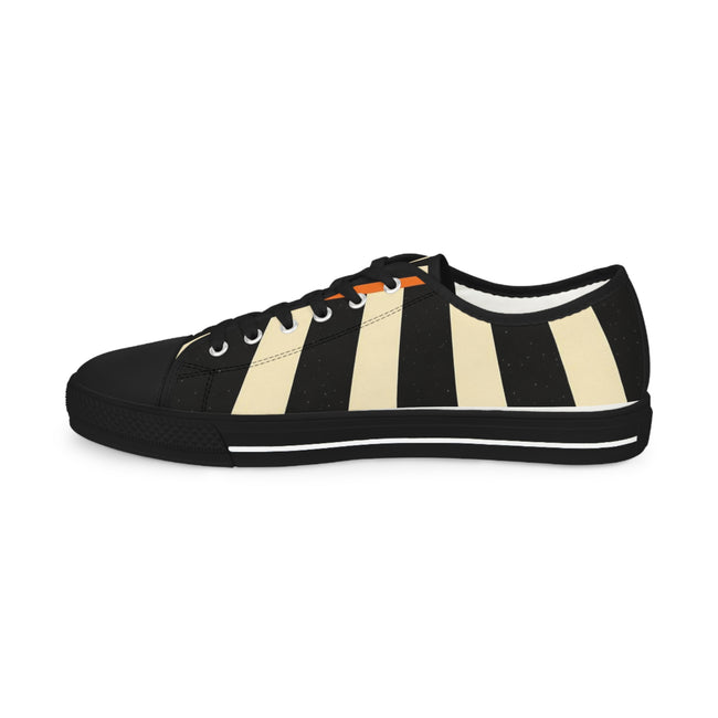 Solution Striped Low Top Sneakers Black & Cream Retro Athletic Shoes
