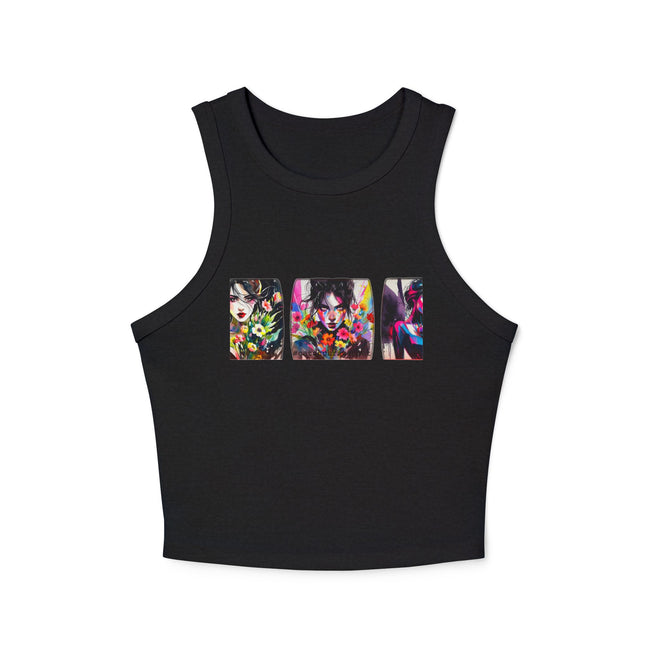 Floral Triptych Portrait Racer Tank — Women's Micro Rib Tank