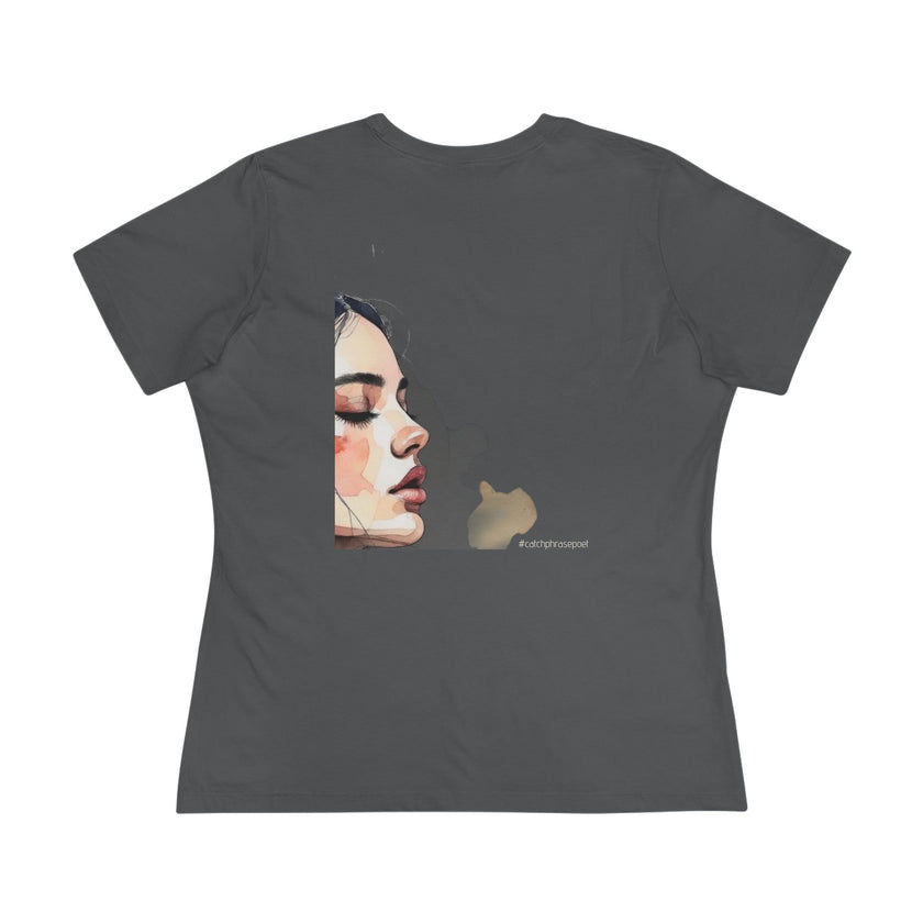 Women's Portrait Art Tee — Watercolor Dual-Face Graphic Cotton Shirt 