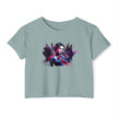 Neon Floral Portrait Festival Women's Crop Top — 'Festival Vibes'