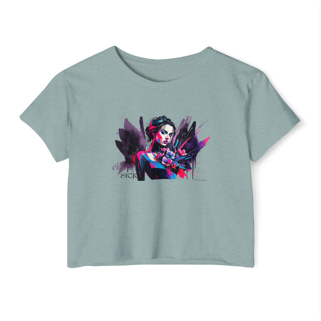 Neon Floral Portrait Festival Women's Crop Top — 'Festival Vibes'