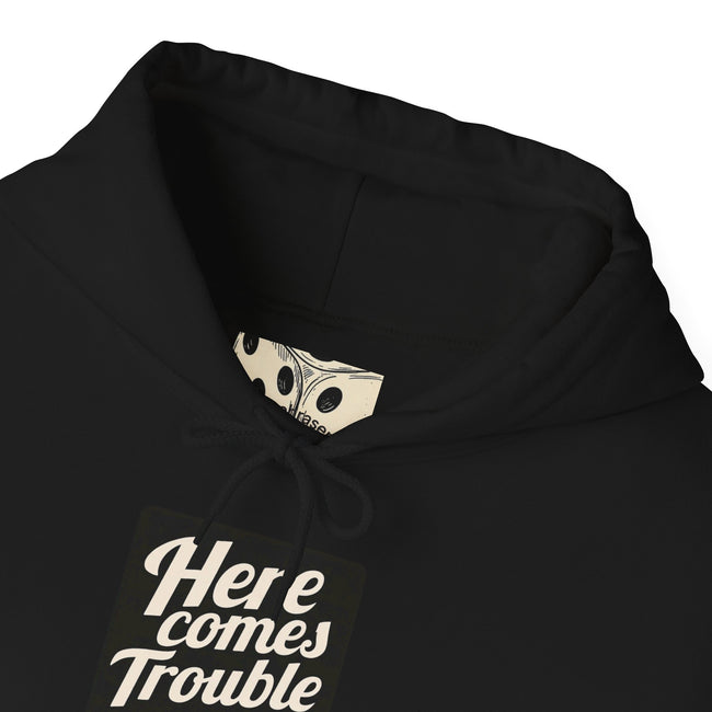 Here Comes Trouble Hoodie — Vintage Dice Graphic Pullover
