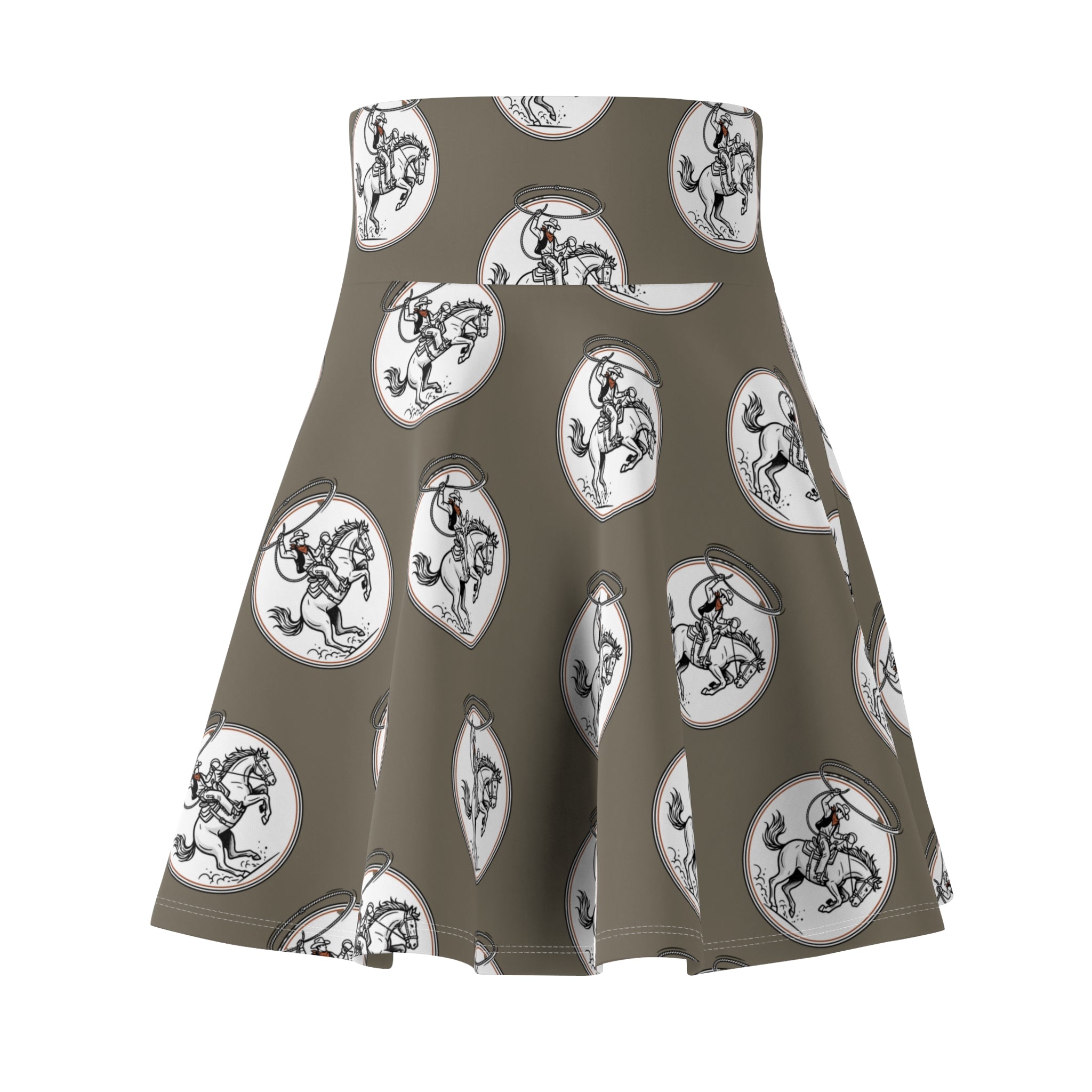 Horse Rider Pattern Skater Skirt — Equestrian Medallion Print