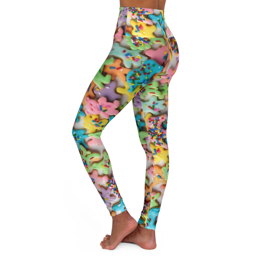 Funfetti Sugar Cookie High-Waist Yoga Leggings — Sprinkles Pattern Activewear
