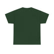 Plain dark green cotton t-shirt back view, minimalist unisex casual wear