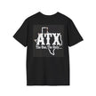 Black t-shirt with white ATX Texas graphic and 'The One, The Only....' text.