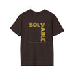 Solvable Graphic T-Shirt — Gold Text Puzzle Design