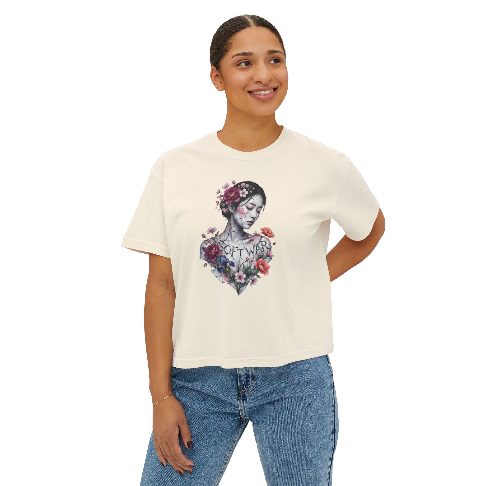 Women's Boxy Tee — Floral Portrait 
