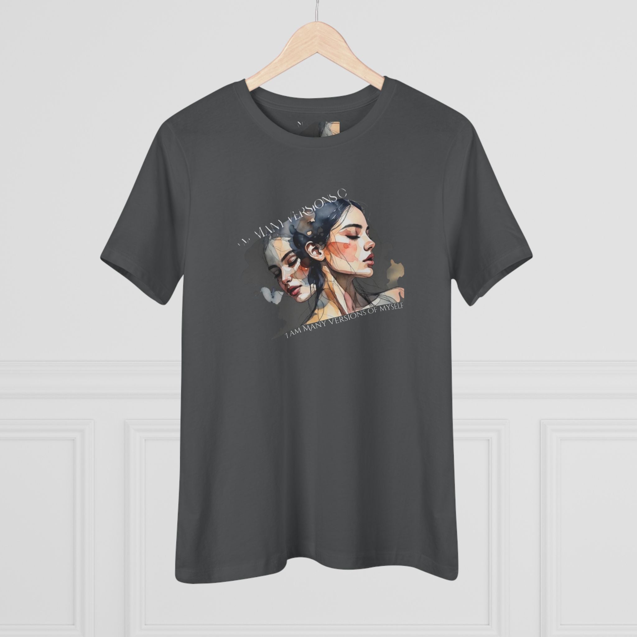 Women's Portrait Art Tee — Watercolor Dual-Face Graphic Cotton Shirt 
