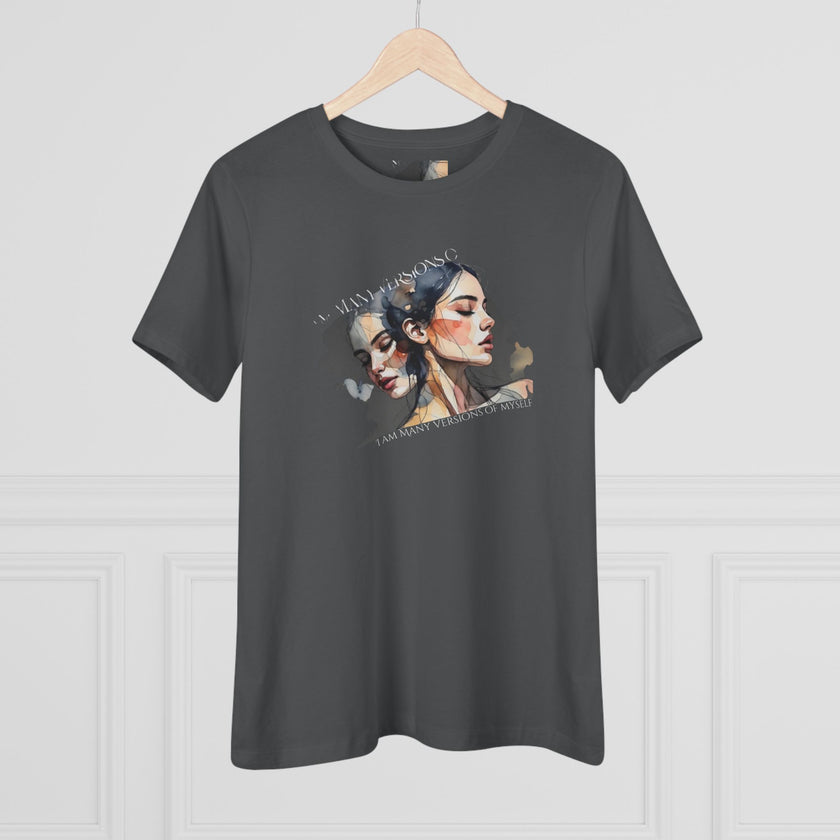 Women's Portrait Art Tee — Watercolor Dual-Face Graphic Cotton Shirt 