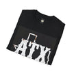 Folded black t-shirt with distressed white ATX Texas graphic on front