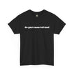 Black t-shirt with bold white 'de-part-men-tal-ized' text, minimalist design